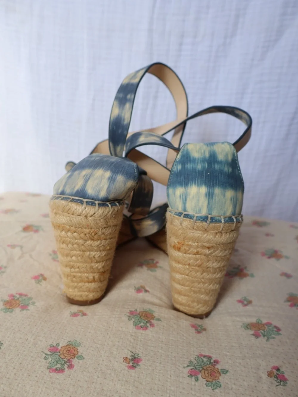 Vince Camuto Blue Tie-Dye Espadrille Wedge Sandals